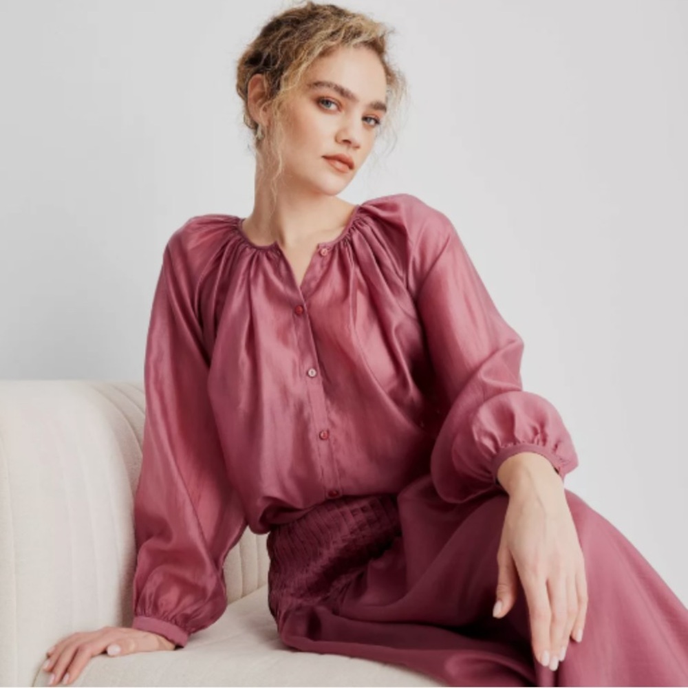 New without tags Future Collective Balloon Long Sleeve Flowy Sheer Boho Top XL